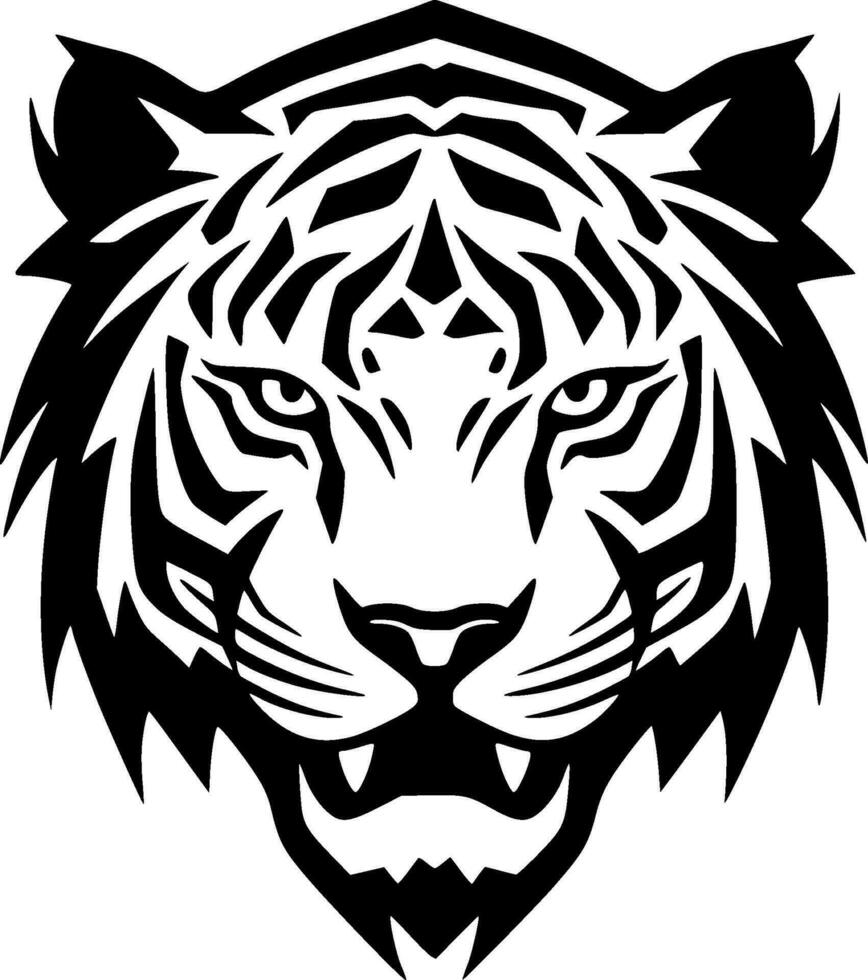 tigre - Preto e branco isolado ícone - vetor ilustração