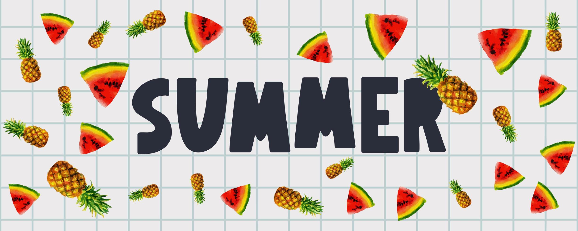 banner de venda de verão com vetor de carta de frutas melancia