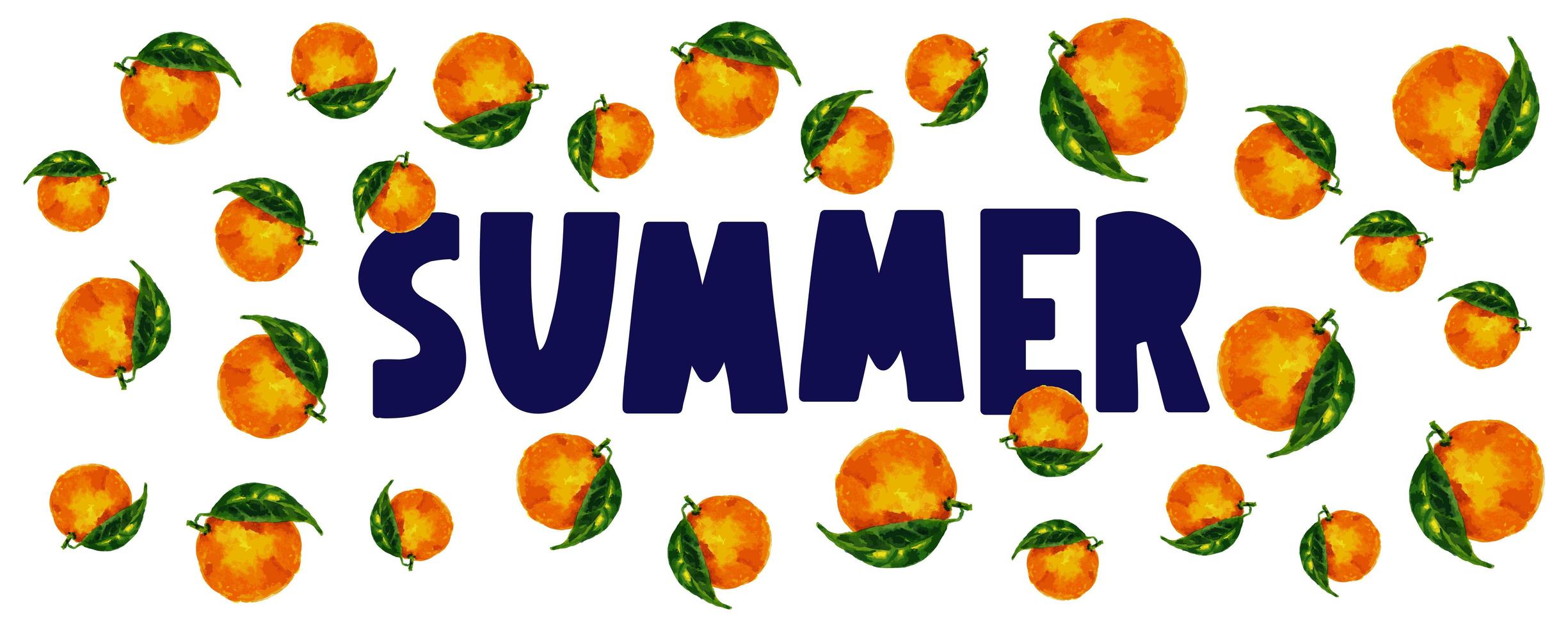 banner de venda de verão com vetor de letras laranja de frutas