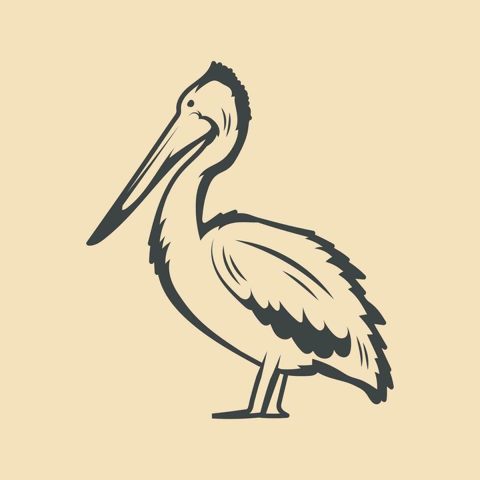 retro pelicano pássaro vetor estoque ilustração