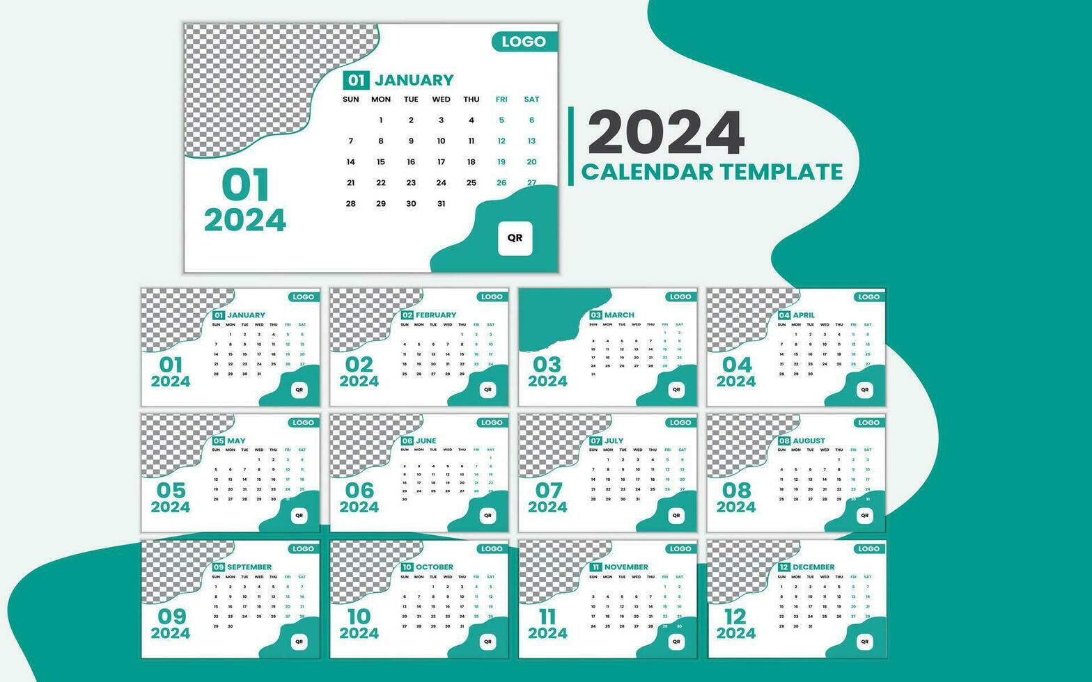 criativo e simples calendário modelo Projeto. vetor