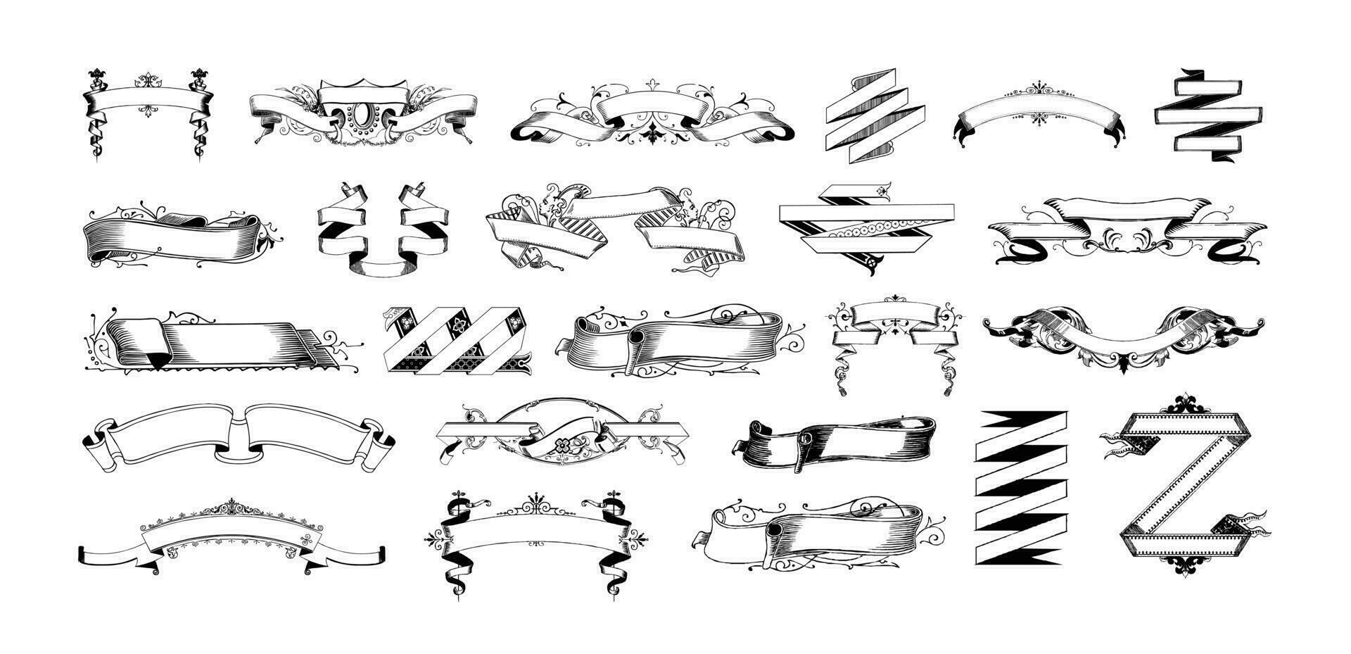 vintage mão desenhado tipográfico decorativo enfeite Projeto elementos conjunto vetor ilustração.