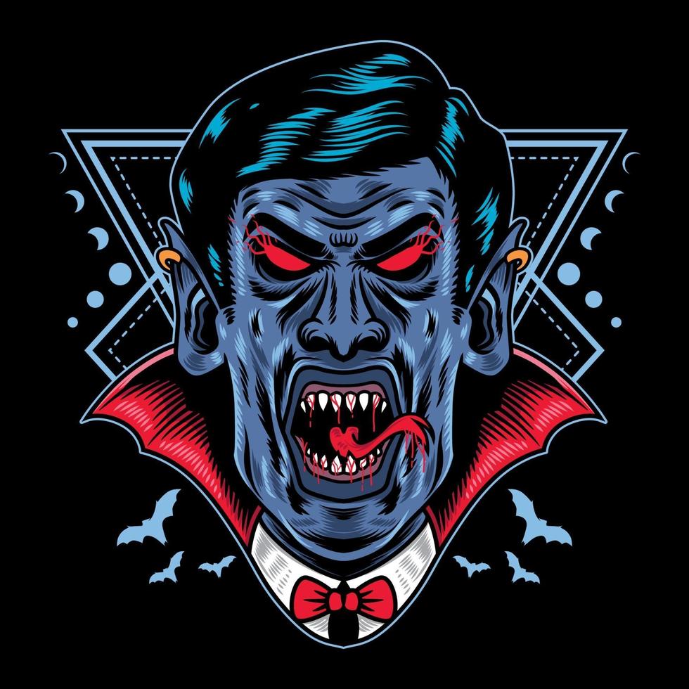 ilustração vetorial halloween dracula vampire estilo vintage cartoon vetor