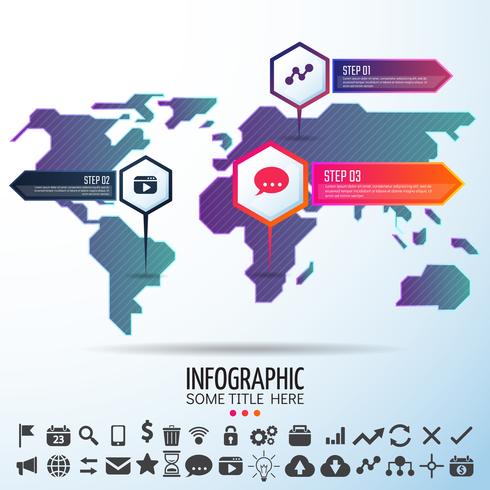 Modelo de design de infográficos do mapa mundo vetor