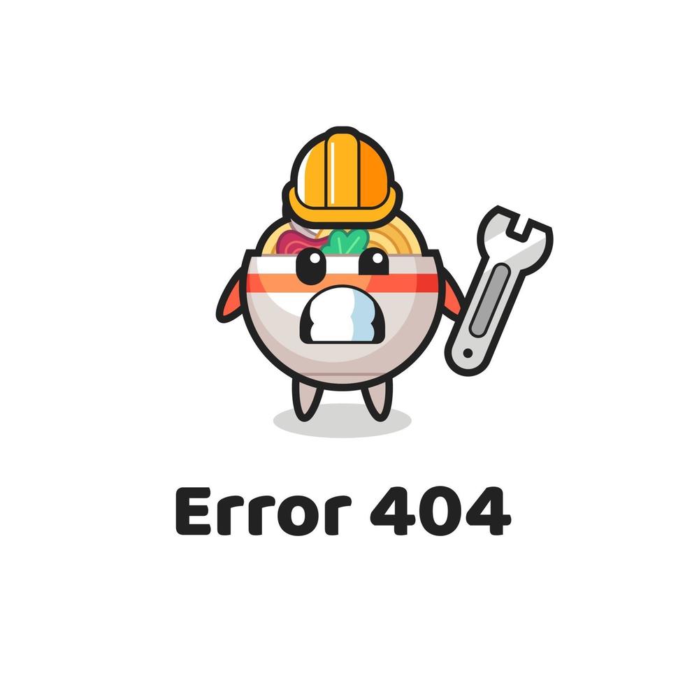 erro 404 com o mascote fofo do macarrão vetor