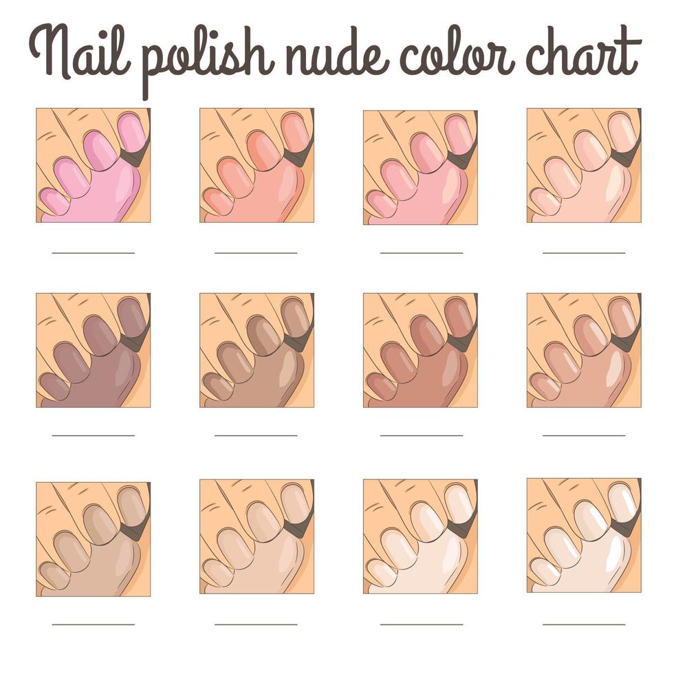 infográfico de opções de esmalte nu manicure vetor