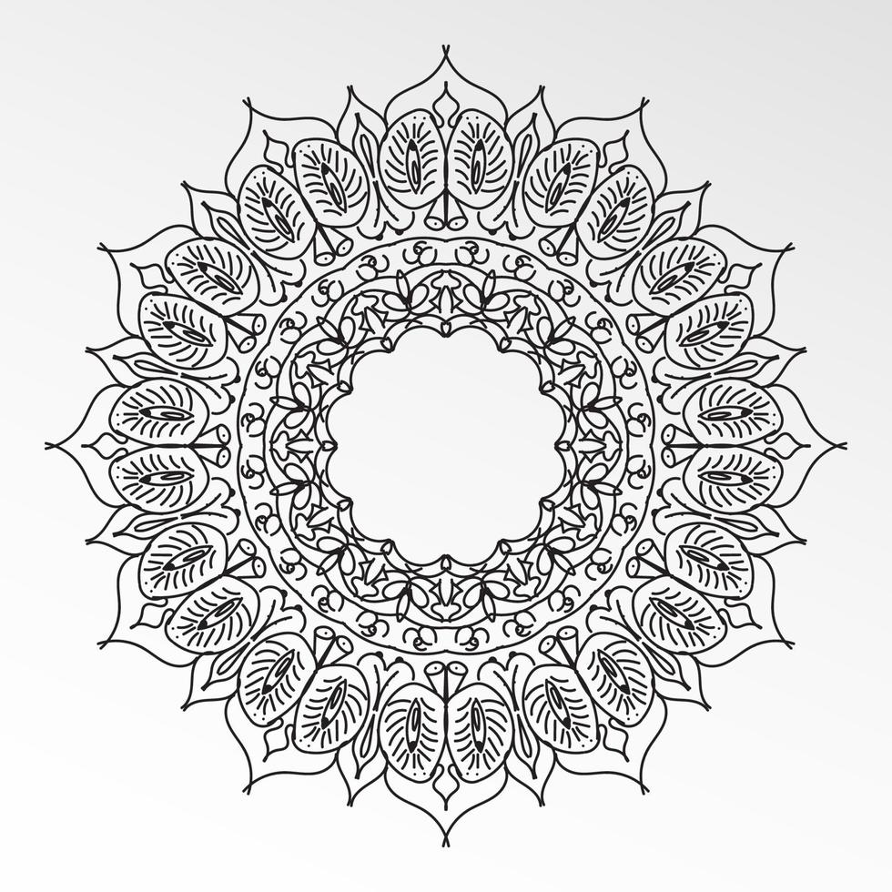 padrão circular em forma de mandala com flor vetor