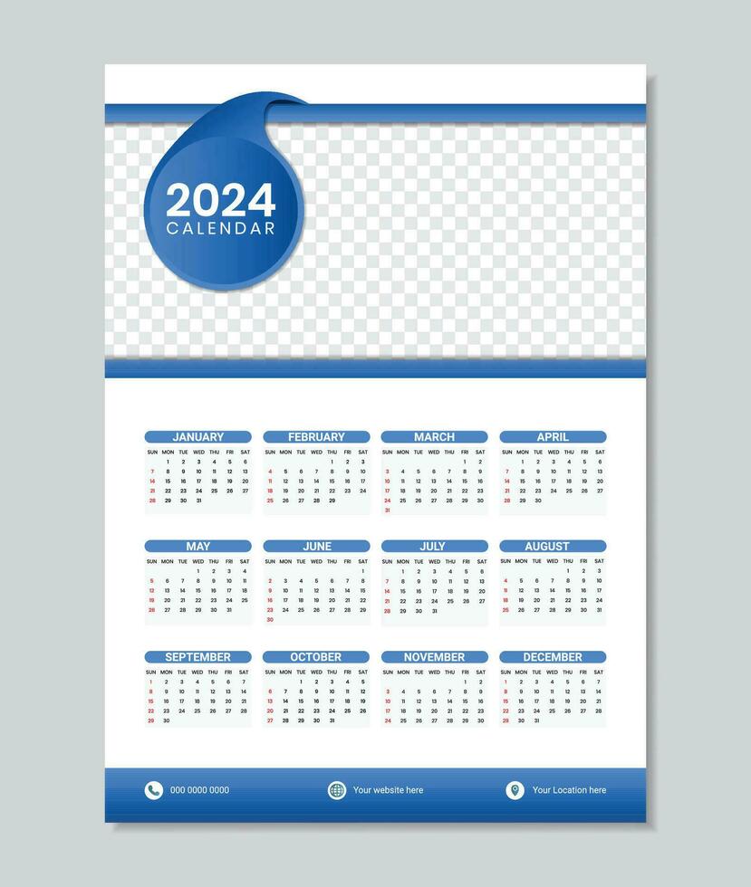 feliz Novo ano 2024 calendário Projeto vetor