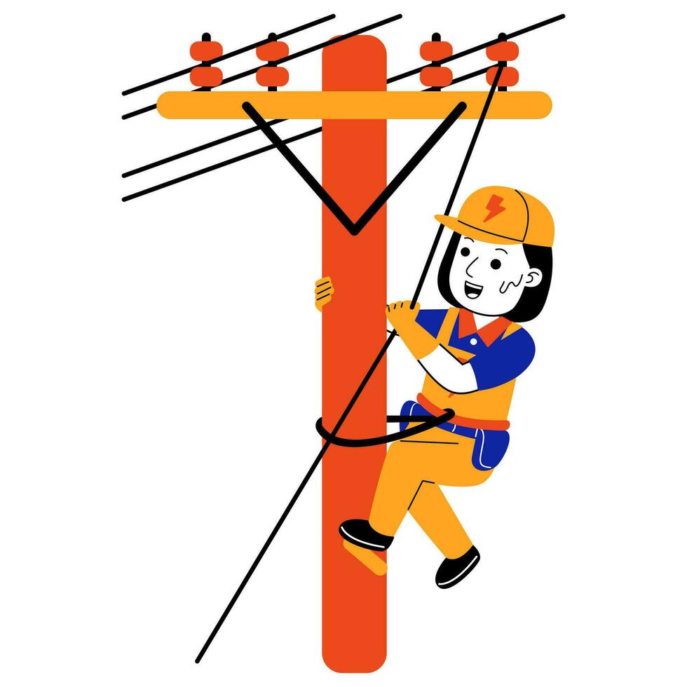 jovem mulher eletricista vetor ilustração