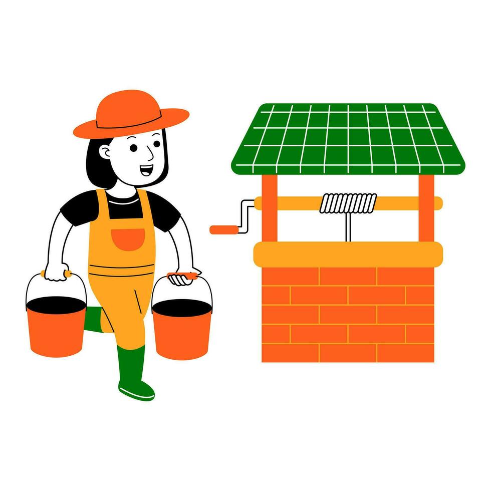 jovem mulher agricultor vetor ilustração