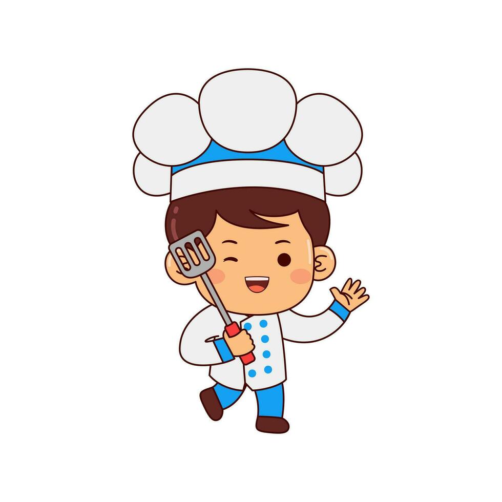 fofa chefe de cozinha Garoto desenho animado personagem vetor ilustração