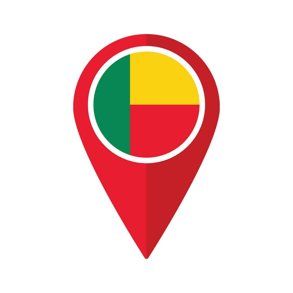 bandeira do benin bandeira em mapa identificar ícone isolado vermelho cor vetor