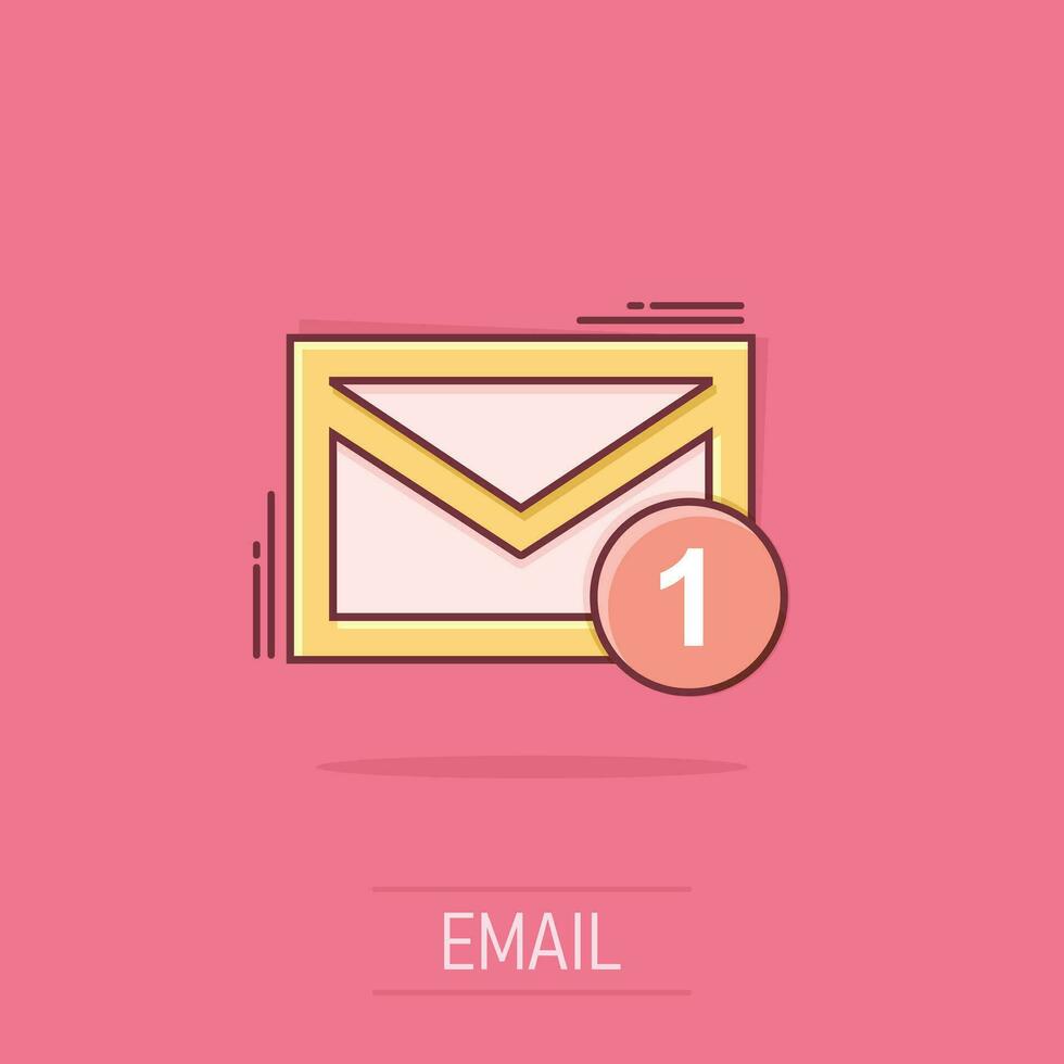 ícone de mensagem de envelope de e-mail de desenho vetorial em estilo cômico. pictograma de ilustração de sinal de correio. conceito de efeito de respingo de negócios de envelope. vetor