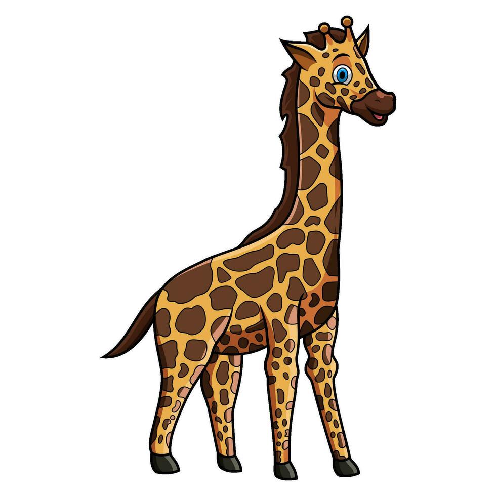 desenho de girafa bonito isolado no fundo branco vetor