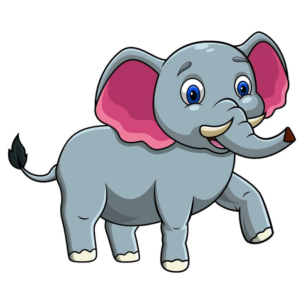 uma fofa elefante desenho animado caminhando vetor