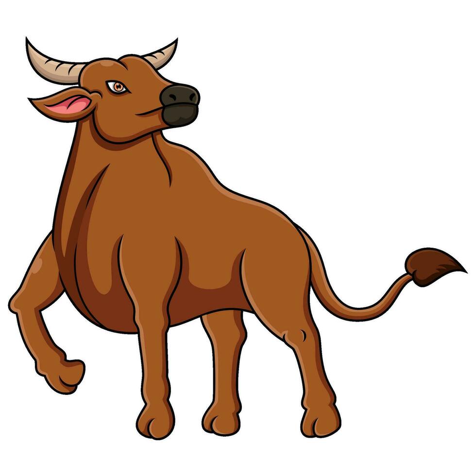 búfalo de desenho animado isolado no fundo branco vetor