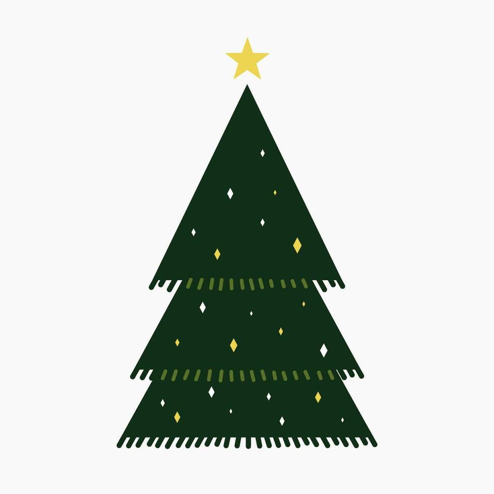 uma fofa Natal árvore com adorável decoração plano vetor ilustração isolado em branco fundo. alegre Natal e feliz Novo ano
