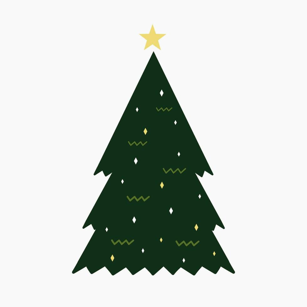 uma fofa Natal árvore com adorável decoração plano vetor ilustração isolado em branco fundo. alegre Natal e feliz Novo ano