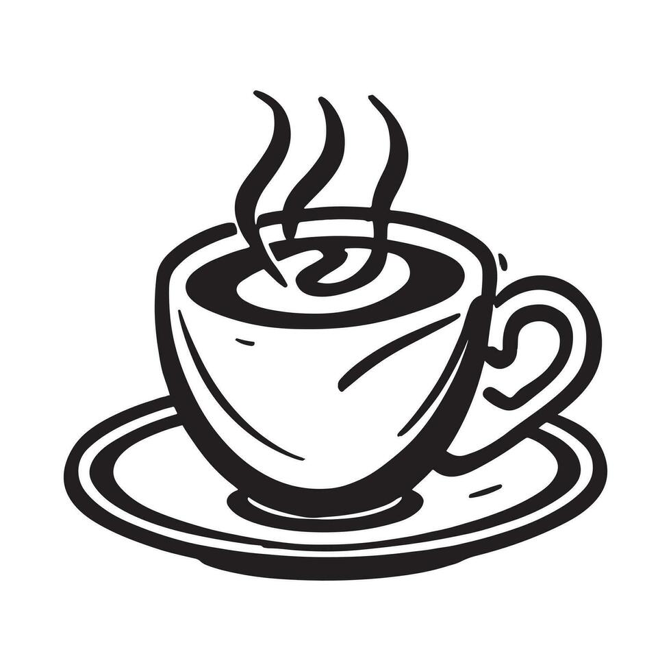 mão desenhado ilustração do quente beber servido em a vidro, café, chocolate, chá vetor