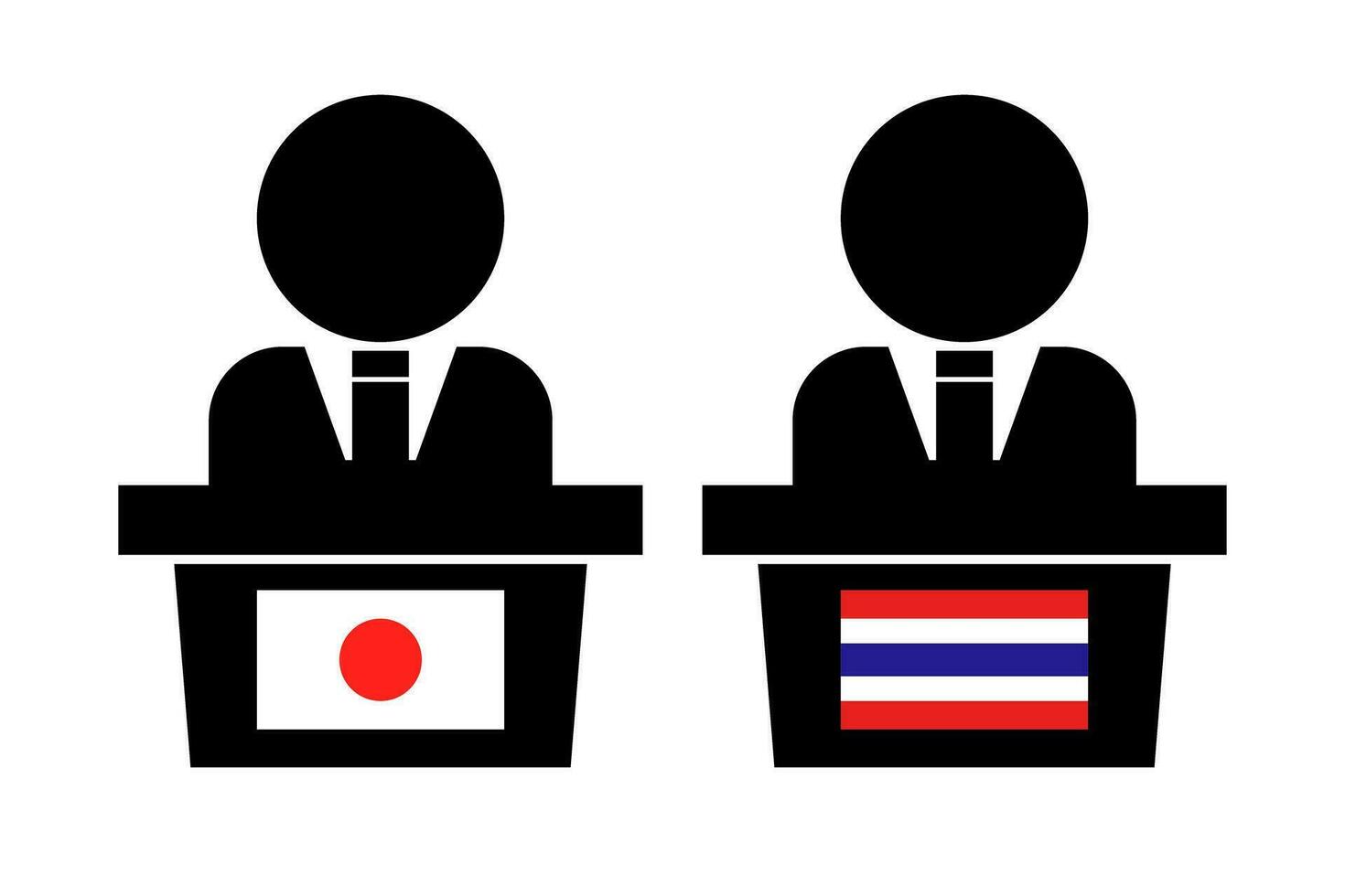 japonês e tailandês políticos ícone definir. diplomacia entre Japão e tailândia. vetor. vetor
