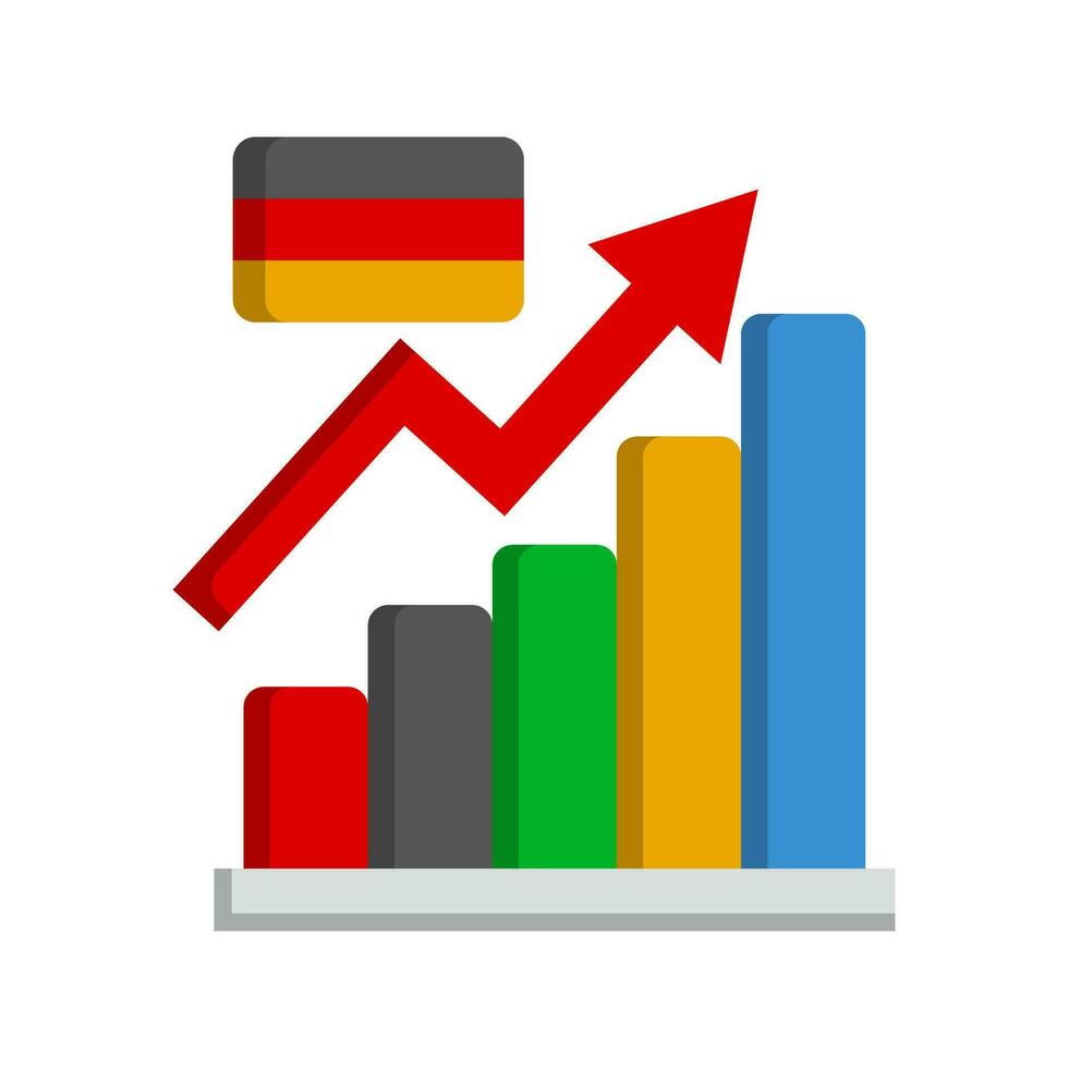 alemão economia crescimento. alemão bandeira e Barra gráfico ícone. vetor. vetor