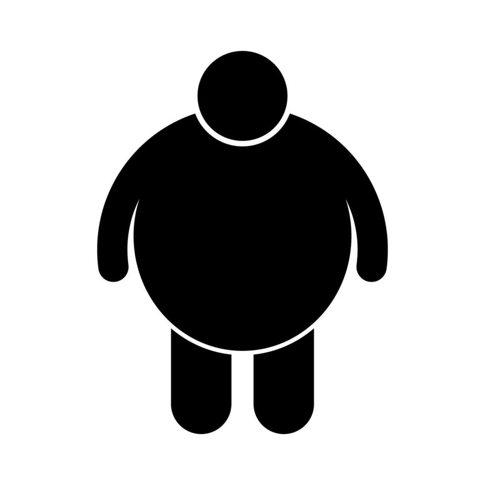 gordo pessoa silhueta ícone. sobrepeso. obesidade. vetor. vetor