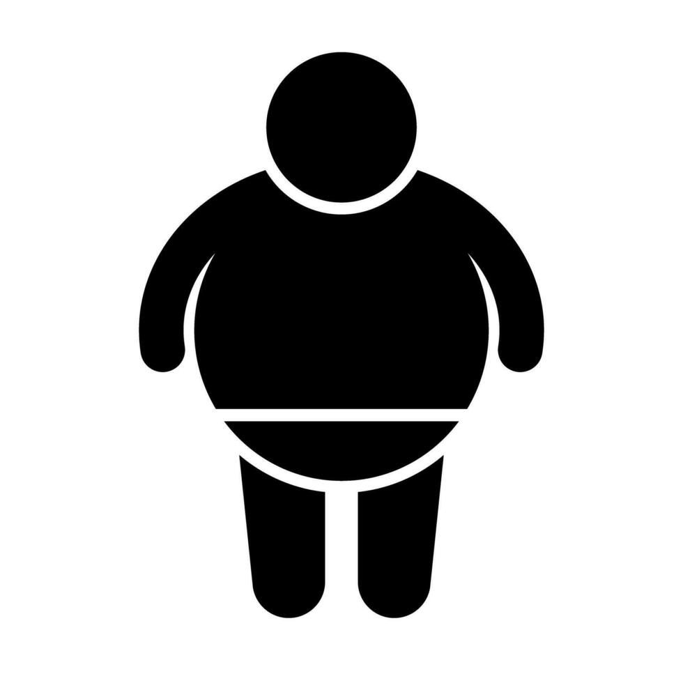 gordo homem silhueta ícone. obeso cara. vetor. vetor