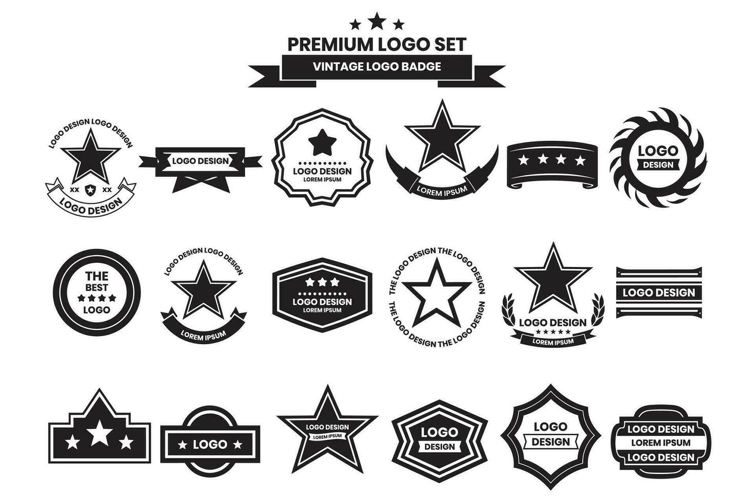 Estrela logotipos e Distintivos dentro vintage estilo vetor