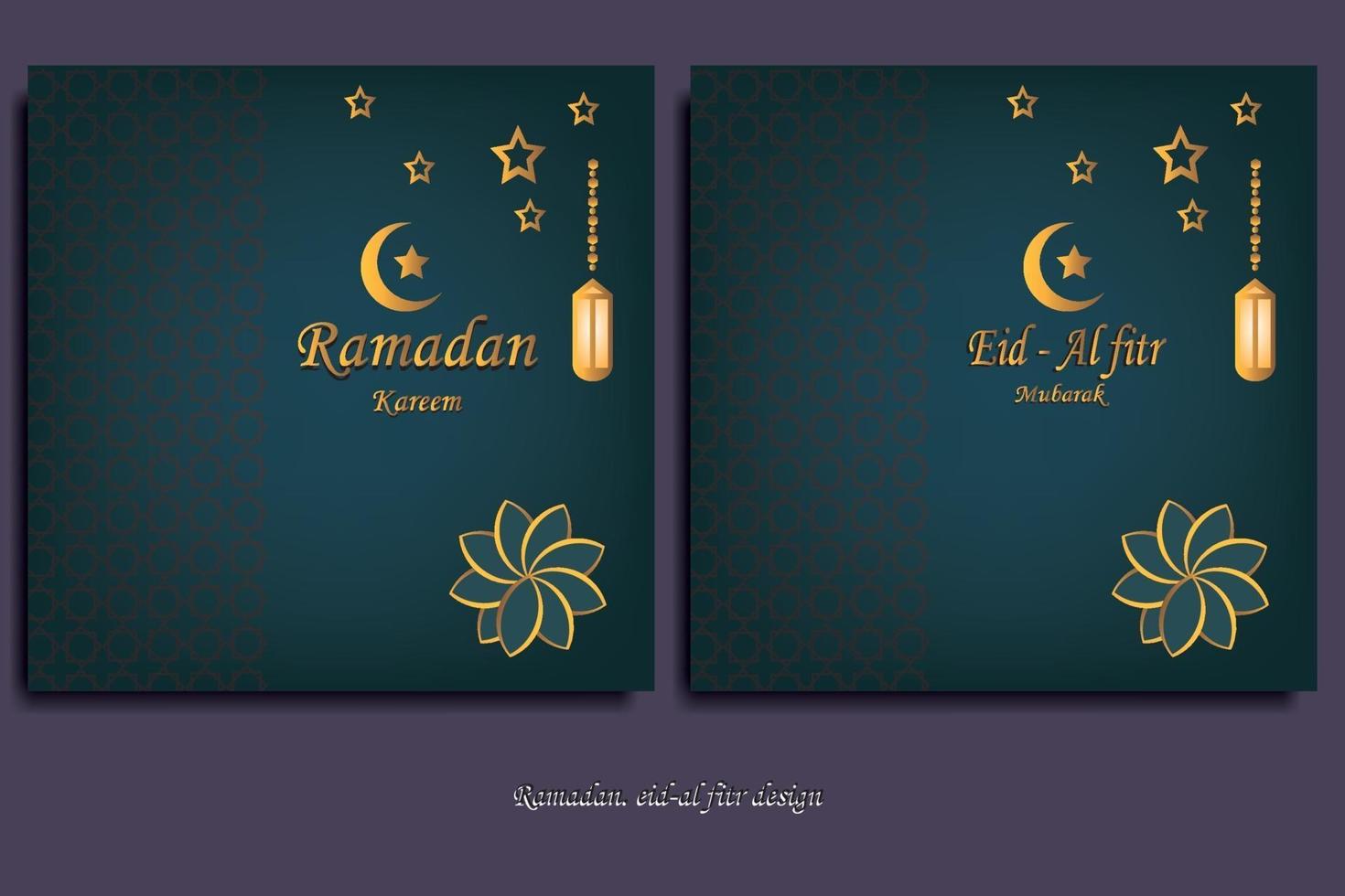 design islâmico com o tema do ramadã e eid para postagem na mídia vetor