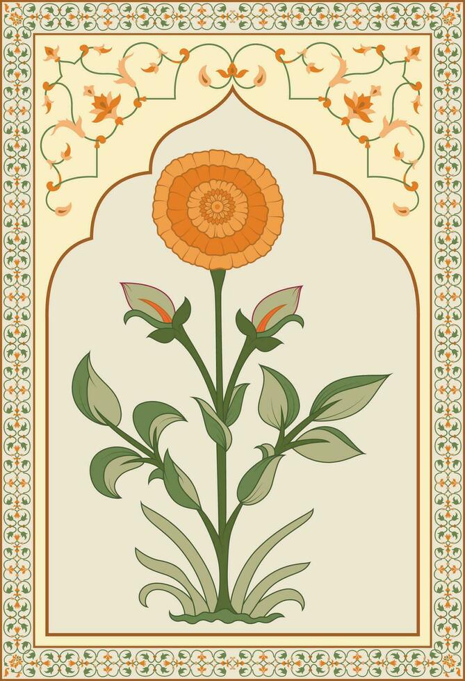 Mughal flor motivo. botânico floral étnico motivo, e indiano Mughal flor motivo com fundo. vetor