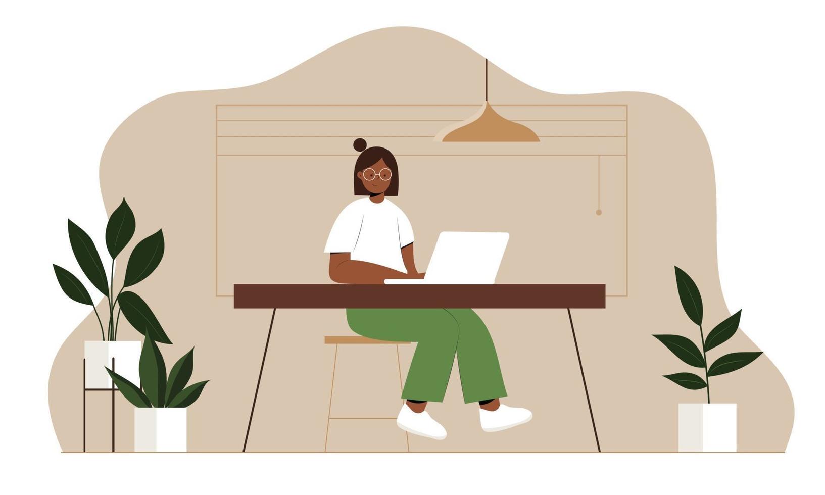 trabalhando em casa mulheres trabalhando em laptops estilo simples ilustração vetor