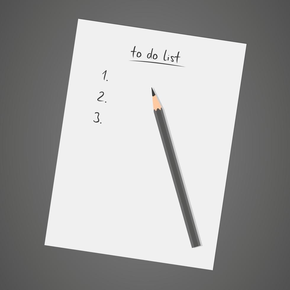lista de tarefas, caderno branco com lápis, diário, lista de verificação vetor