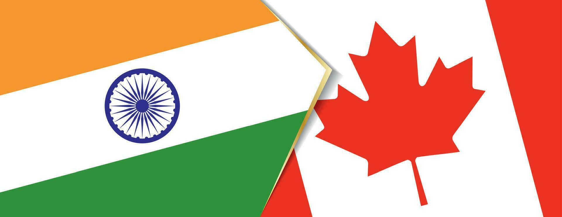 Índia e Canadá bandeiras, dois vetor bandeiras.