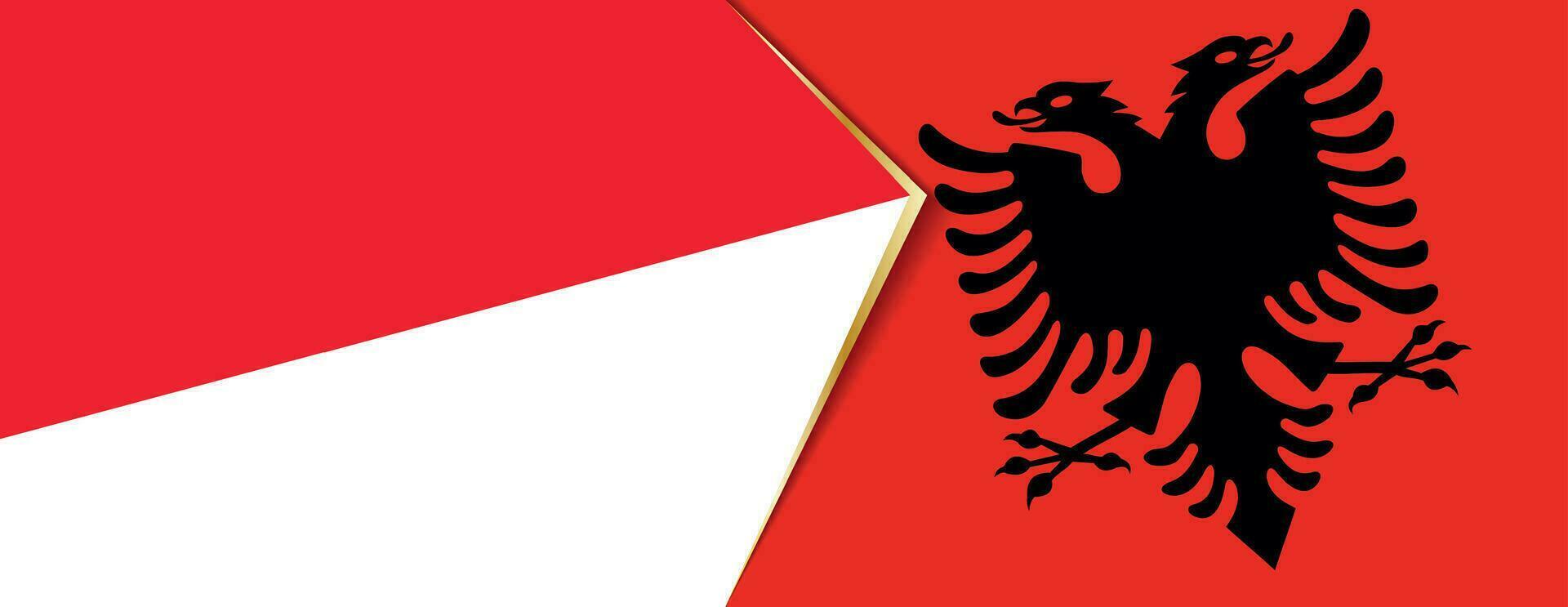 Indonésia e Albânia bandeiras, dois vetor bandeiras.