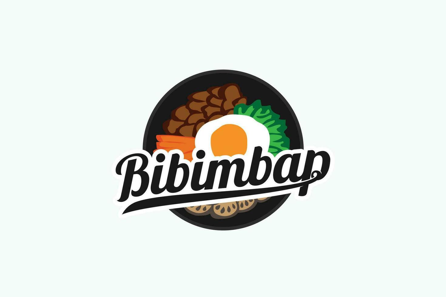 bibimbap logotipo com uma combinação do bibimbap e lindo rotulação. bibimbap vetor para restaurante, cafeteria, coreano comida, etc.