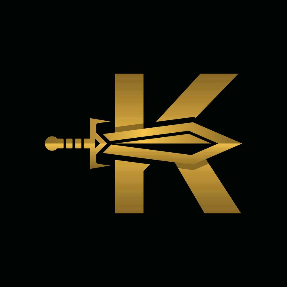 carta k espada arma logotipo vetor ilustração, abstrato vetor ilustração, punhais e facas, logótipo elemento para modelo.