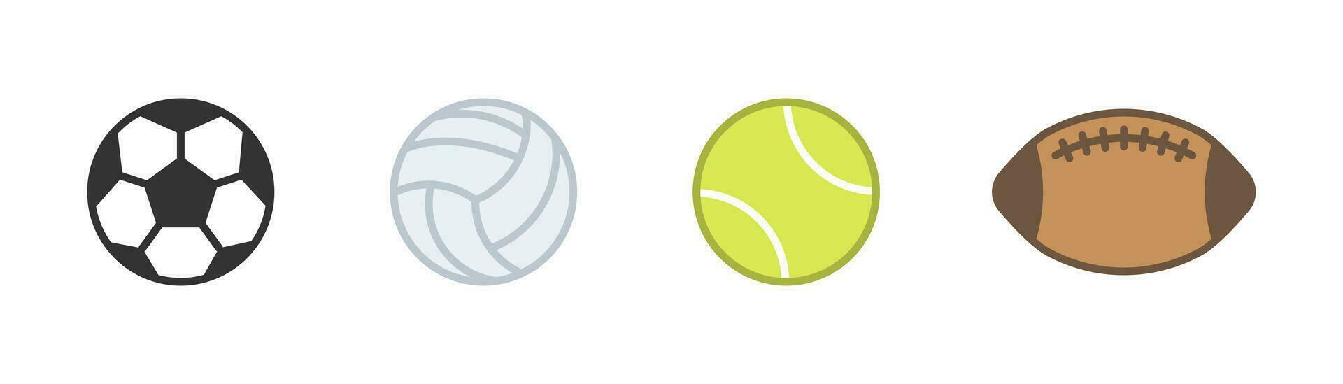 bola ícones definir. esporte bola ícone dentro plano. futebol e voleibol ícones definir. futebol e tênis bola. estoque vetor ilustração.