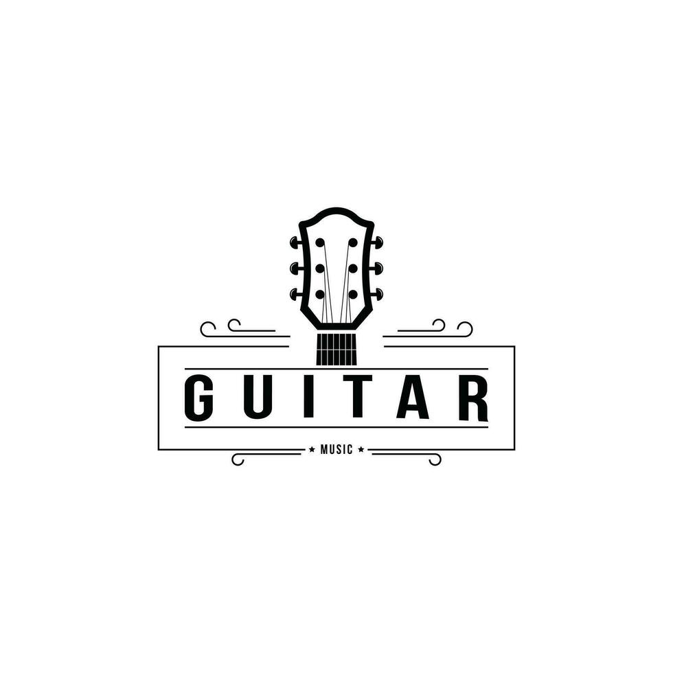 retro estilo vintage guitarra musical instrumento logotipo Projeto idéia com rótulo vetor