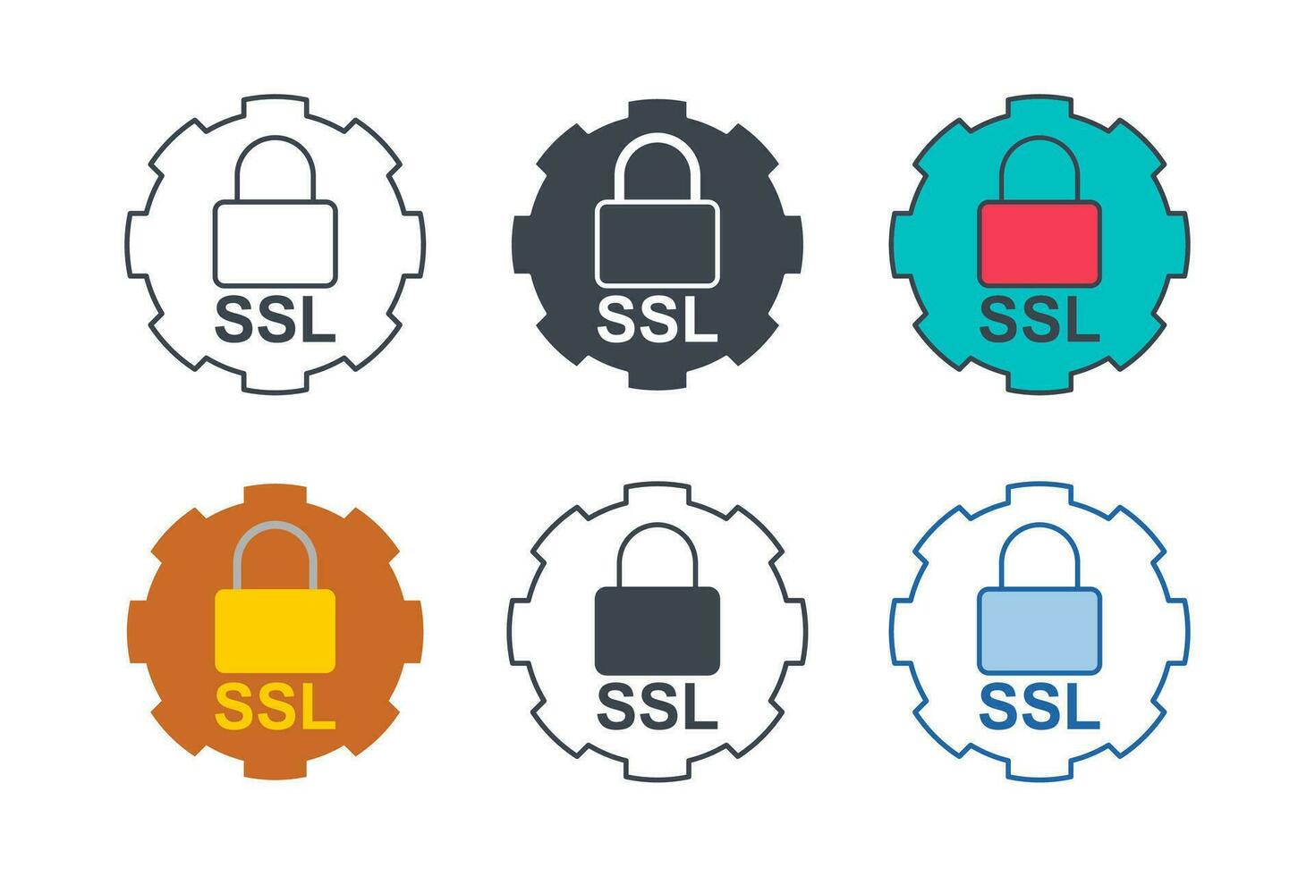 ssl ícone coleção com diferente estilos. seguro conexão ícone símbolo vetor ilustração isolado em branco fundo