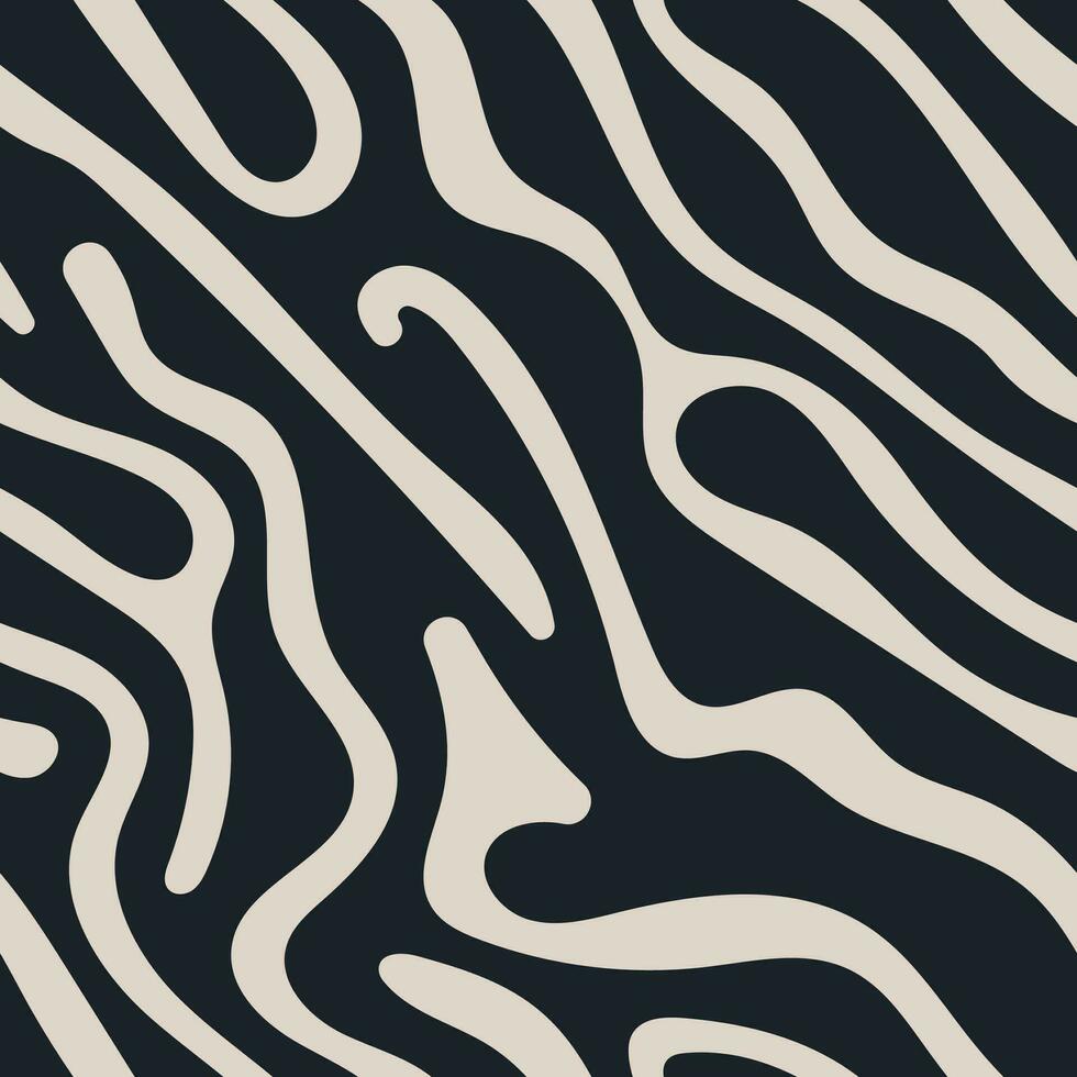 orgânico curvas dança dentro uma desatado padrão, formando uma minimalista ainda quadrinho onda ilustração em uma Preto fundo vetor