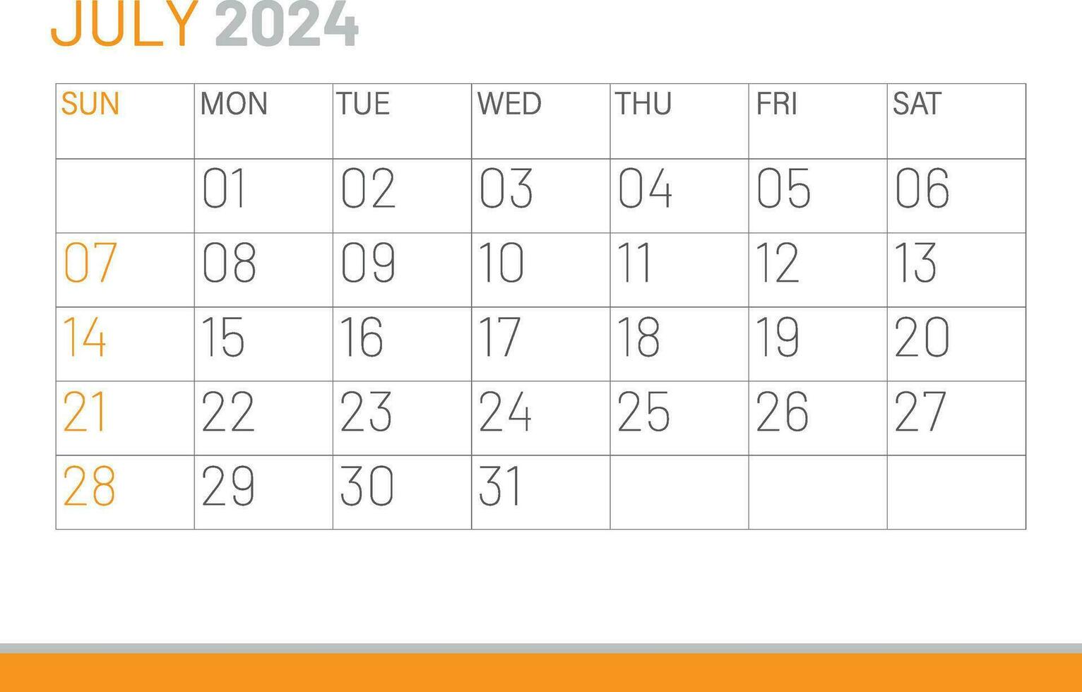 calendário Julho 2024, corporativo Projeto modelo vetor. escrivaninha calendário 2024 vetor