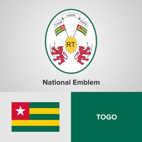 Emblema nacional do Togo, mapa e bandeira vetor