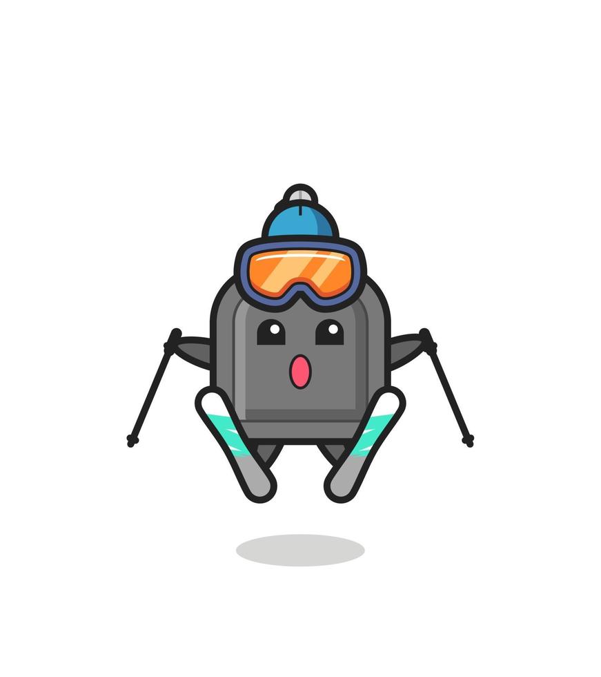personagem principal mascote do carro como jogador de esqui vetor