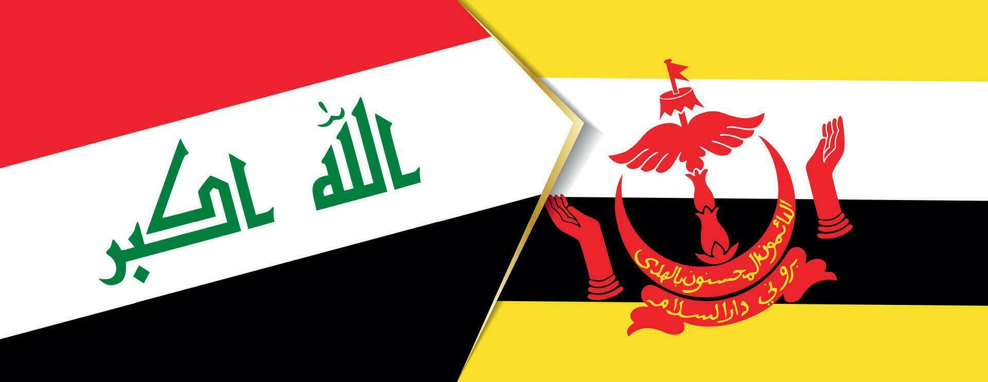 Iraque e brunei bandeiras, dois vetor bandeiras.