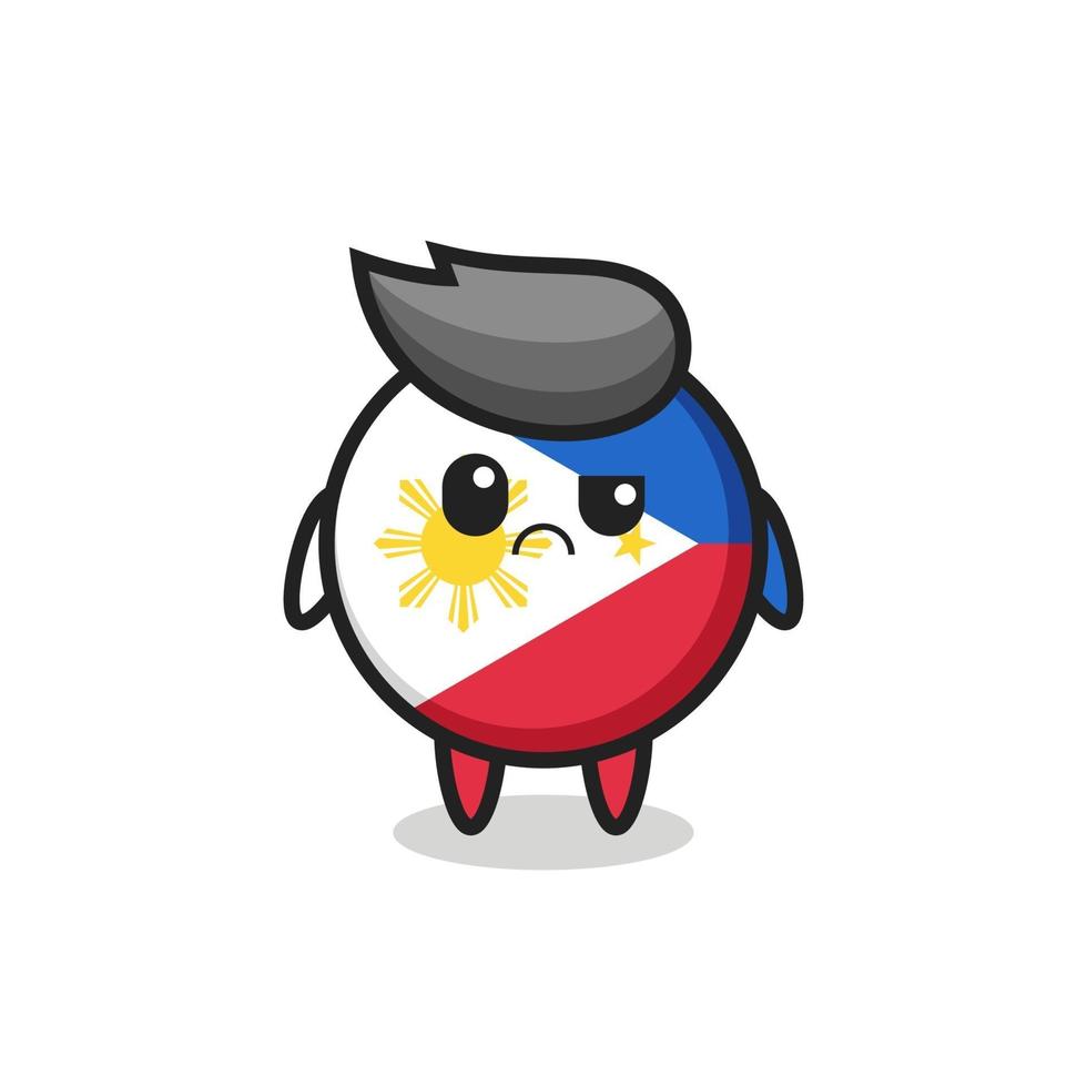 o mascote da insígnia da bandeira das Filipinas com rosto cético vetor
