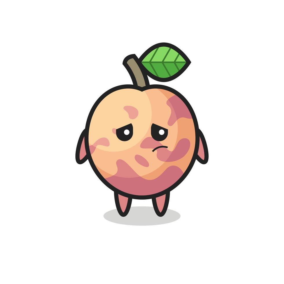 o gesto preguiçoso do personagem de desenho animado da fruta pluot vetor