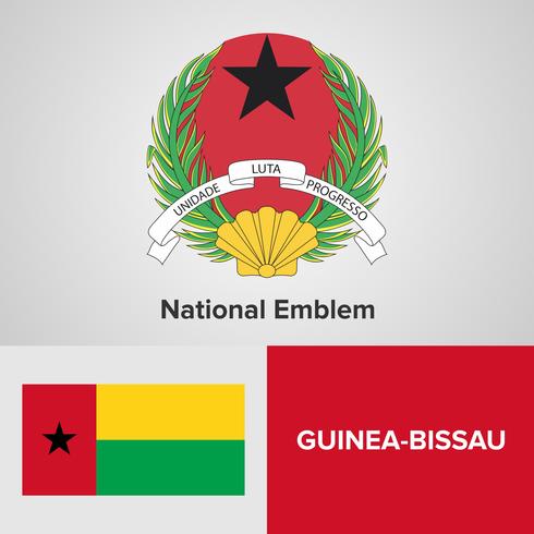 Emblema nacional de Guiné-Bissau, mapa e bandeira vetor