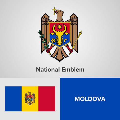 Emblema nacional, mapa e bandeira vetor