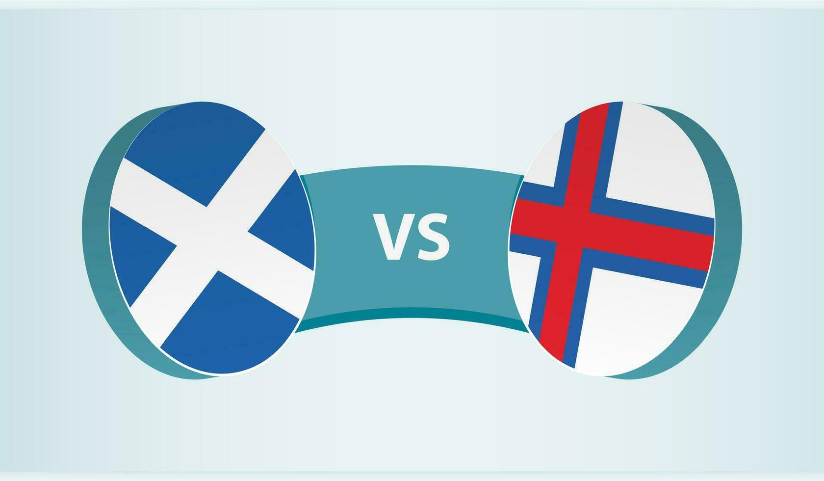 Escócia versus faroé ilhas, equipe Esportes concorrência conceito. vetor