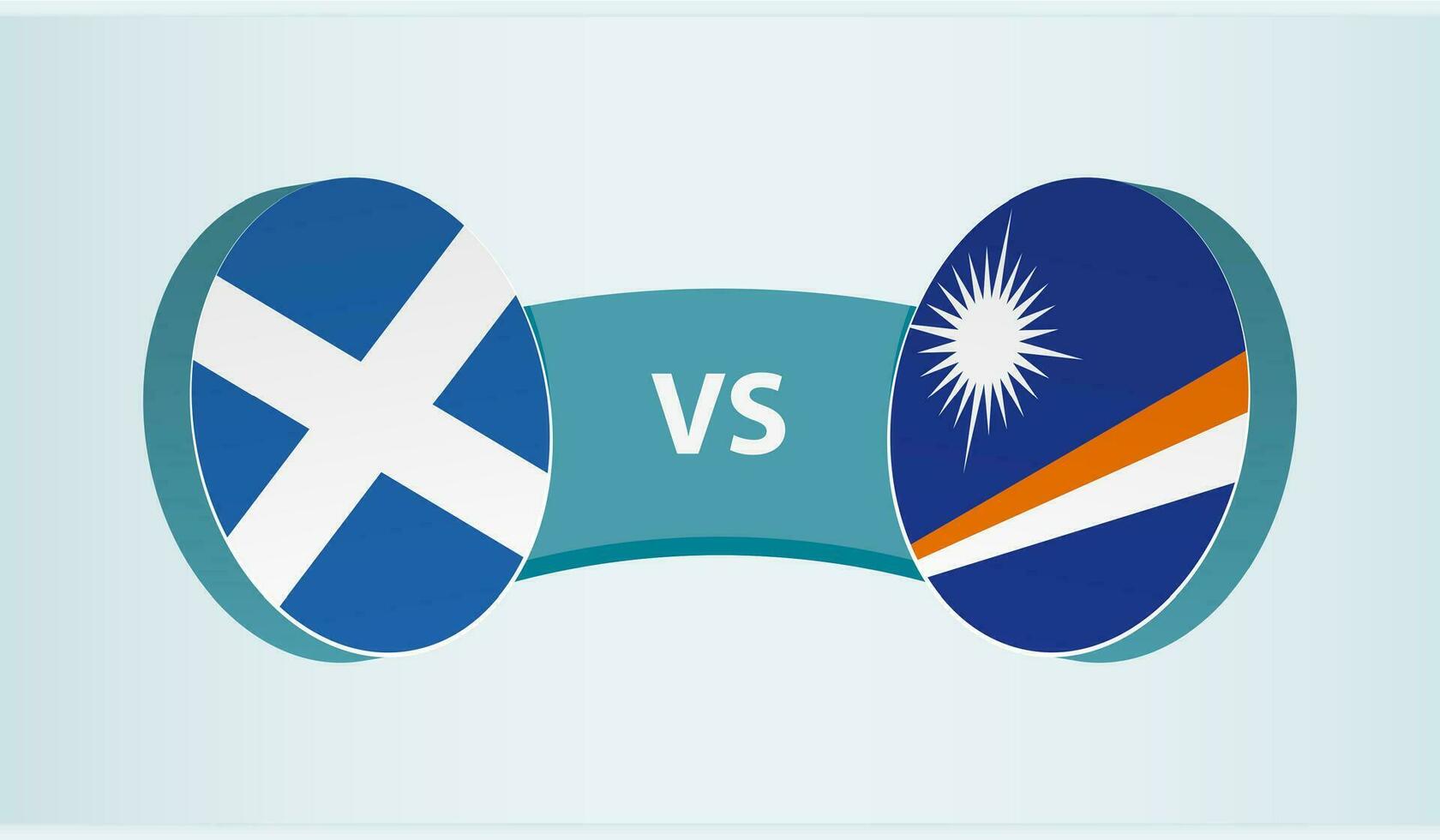 Escócia versus marechal ilhas, equipe Esportes concorrência conceito. vetor